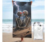 LMNGH The Lovers Skull Bath Towel Super Absorbent Quick Dry Bathroom Towel Sand Free Microfiber Beach Towels for Bathroom, Gym, Spa and Hotel Towel 31.5"x63"