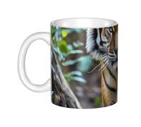 LMNGH Tiger Ceramic Coffee Mug 11oz Novelty Tea Cup With Handle Coffee Cup For Men Women Office Work