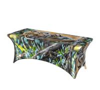 LMNGH Tiger Decorative Tablecloth Protector for Wedding, Banquet & Parties6FT Spandex Rectangle Tablecloths, Stretch Washable Table Cloth Wrinkle Free Patio Table Cover