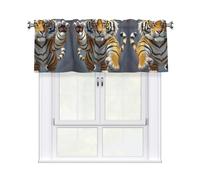 LMNGH Tiger Head with Raised Paws Curtain Valance for Windows,Kitchen Window Curtains Blackout Drapes Window Treatments Decorative Rod Pocket Short Curtain for Living Room Bedroom,54" W x 18" L
