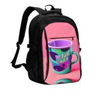 LMNGH Travel Laptop Backpack Business Backpack for Men Women 90's Cup Design Travel Backpack with USB Charging Port
