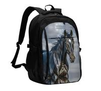 LMNGH Travel Laptop Backpack Business Backpack for Men Women A Dark Horse Travel Backpack with USB Charging Port