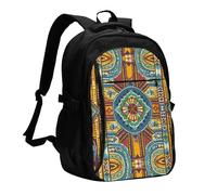 LMNGH Travel Laptop Backpack Business Backpack for Men Women African style textile pattern Travel Backpack with USB Charging Port