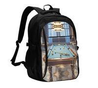 LMNGH Travel Laptop Backpack Business Backpack for Men Women Billiard Travel Backpack with USB Charging Port