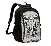LMNGH Travel Laptop Backpack Business Backpack for Men Women Black and white elephant Travel Backpack with USB Charging Port