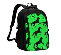 LMNGH Travel Laptop Backpack Business Backpack for Men Women black horse printed Travel Backpack with USB Charging Port