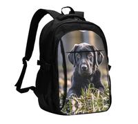LMNGH Travel Laptop Backpack Business Backpack for Men Women Black Labrador Puppy Travel Backpack with USB Charging Port