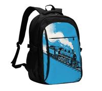 LMNGH Travel Laptop Backpack Business Backpack for Men Women blue Steam train Travel Backpack with USB Charging Port