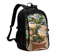 LMNGH Travel Laptop Backpack Business Backpack for Men Women Cactus Flower Pot Travel Backpack with USB Charging Port