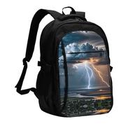 LMNGH Travel Laptop Backpack Business Backpack for Men Women Cloud Lightning Travel Backpack with USB Charging Port
