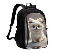 LMNGH Travel Laptop Backpack Business Backpack for Men Women Cute Pomeranian Travel Backpack with USB Charging Port
