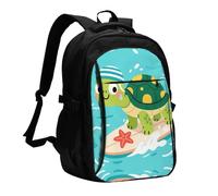 LMNGH Travel Laptop Backpack Business Backpack for Men Women Cute Turtle Travel Backpack with USB Charging Port