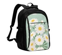 LMNGH Travel Laptop Backpack Business Backpack for Men Women Daisy Printed Travel Backpack with USB Charging Port