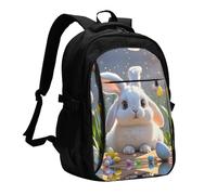 LMNGH Travel Laptop Backpack Business Backpack for Men Women Easter Bunny Travel Backpack with USB Charging Port