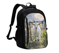 LMNGH Travel Laptop Backpack Business Backpack for Men Women Farm Animal Goat Travel Backpack with USB Charging Port