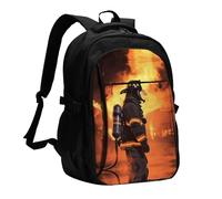 LMNGH Travel Laptop Backpack Business Backpack for Men Women Firefighter Fireman Flame Travel Backpack with USB Charging Port