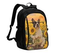 LMNGH Travel Laptop Backpack Business Backpack for Men Women Flowers Dog Travel Backpack with USB Charging Port