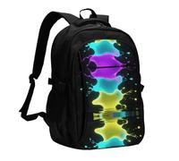 LMNGH Travel Laptop Backpack Business Backpack for Men Women Glow in Dark Splatter Neon Travel Backpack with USB Charging Port