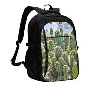 LMNGH Travel Laptop Backpack Business Backpack for Men Women Green Cactus Travel Backpack with USB Charging Port
