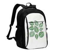 LMNGH Travel Laptop Backpack Business Backpack for Men Women green leaves Travel Backpack with USB Charging Port