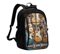 LMNGH Travel Laptop Backpack Business Backpack for Men Women Guitar Bass Music Musical Instruments Travel Backpack with USB Charging Port