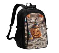 LMNGH Travel Laptop Backpack Business Backpack for Men Women Halloween witch hat Travel Backpack with USB Charging Port