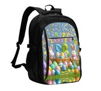 LMNGH Travel Laptop Backpack Business Backpack for Men Women Happy Easter Travel Backpack with USB Charging Port