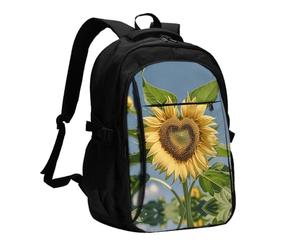 LMNGH Travel Laptop Backpack Business Backpack for Men Women Heart shaped sunflower Travel Backpack with USB Charging Port