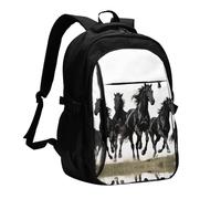 LMNGH Travel Laptop Backpack Business Backpack for Men Women horse black Travel Backpack with USB Charging Port