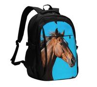 LMNGH Travel Laptop Backpack Business Backpack for Men Women horse head Travel Backpack with USB Charging Port