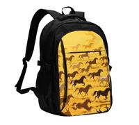 LMNGH Travel Laptop Backpack Business Backpack for Men Women horse running Travel Backpack with USB Charging Port