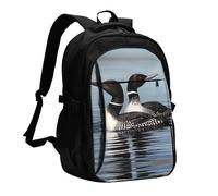 LMNGH Travel Laptop Backpack Business Backpack for Men Women Loon Birds Travel Backpack with USB Charging Port