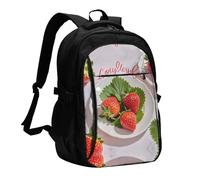 LMNGH Travel Laptop Backpack Business Backpack for Men Women Lovely Strawberry Travel Backpack with USB Charging Port