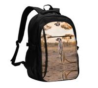 LMNGH Travel Laptop Backpack Business Backpack for Men Women Meerkat Animal Travel Backpack with USB Charging Port