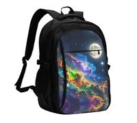 LMNGH Travel Laptop Backpack Business Backpack for Men Women Nebula and Moon Travel Backpack with USB Charging Port