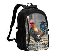 LMNGH Travel Laptop Backpack Business Backpack for Men Women Old Rooster Illustration Travel Backpack with USB Charging Port