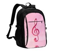 LMNGH Travel Laptop Backpack Business Backpack for Men Women pink notes Travel Backpack with USB Charging Port
