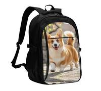 LMNGH Travel Laptop Backpack Business Backpack for Men Women Playful Corgi Travel Backpack with USB Charging Port