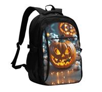 LMNGH Travel Laptop Backpack Business Backpack for Men Women Pumpkin lantern Travel Backpack with USB Charging Port