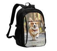 LMNGH Travel Laptop Backpack Business Backpack for Men Women Running Corgi Travel Backpack with USB Charging Port