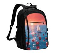 LMNGH Travel Laptop Backpack Business Backpack for Men Women Sea of Hearts Travel Backpack with USB Charging Port