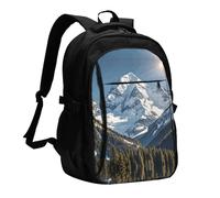 LMNGH Travel Laptop Backpack Business Backpack for Men Women Spectacular snowy mountains Travel Backpack with USB Charging Port