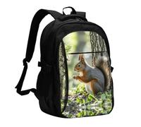 LMNGH Travel Laptop Backpack Business Backpack for Men Women Squirrel in the Woods Travel Backpack with USB Charging Port