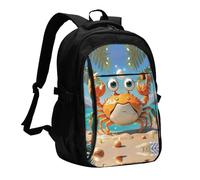 LMNGH Travel Laptop Backpack Business Backpack for Men Women Summer cartoon crab Travel Backpack with USB Charging Port