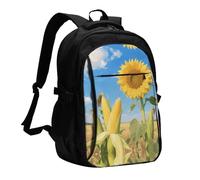 LMNGH Travel Laptop Backpack Business Backpack for Men Women Sunflower and Corn Print Travel Backpack with USB Charging Port
