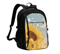 LMNGH Travel Laptop Backpack Business Backpack for Men Women sunflower star moon Travel Backpack with USB Charging Port