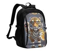 LMNGH Travel Laptop Backpack Business Backpack for Men Women Tiger head with raised paws Travel Backpack with USB Charging Port