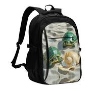 LMNGH Travel Laptop Backpack Business Backpack for Men Women Two turtles and shells Travel Backpack with USB Charging Port