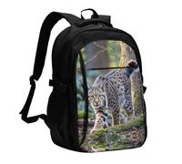 LMNGH Travel Laptop Backpack Business Backpack for Men Women Wild bobcat Travel Backpack with USB Charging Port