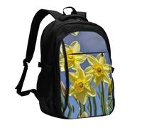 LMNGH Travel Laptop Backpack Business Backpack for Men Women Yellow Daffodils Flowers Travel Backpack with USB Charging Port